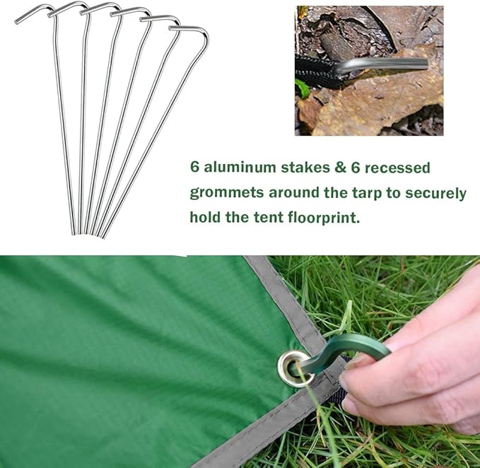 Tent Footprint + 4 Person Pop Up Tent, Waterproof Tent & 13x9 FT Large Size Ground Cloth for Camping Hiking Picnic