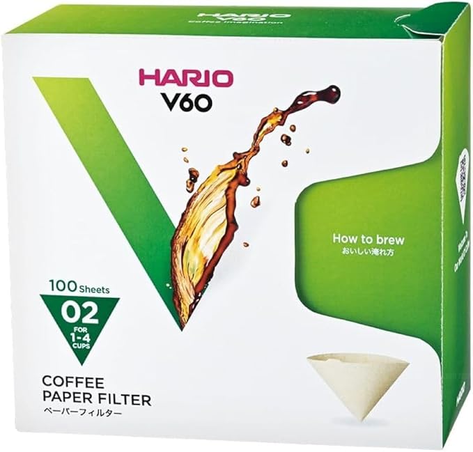 Hario V60 Paper Coffee Filter, Size 02, Natural, 100ct Box
