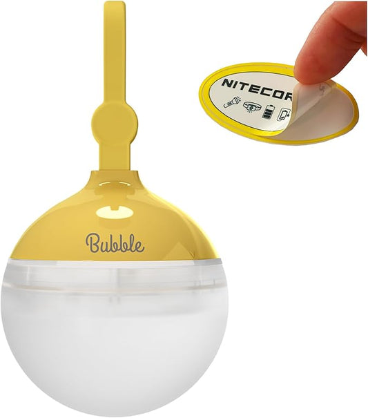 NITECORE Bubble Camping LED Lantern, 100 Lumen Bright Portable Lightweight Stylish Tent Lamp Hurricane Power Outage Outdoor Emergency Light with Nitecore Sticker (Yellow)