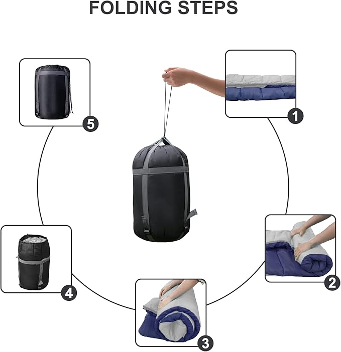 Camping Sleeping Bags for Adults Kids - 3-4 Seasons Warm & Cold Weather Backpacking Hiking XL Size Roomy Camping Gear Equipment for Couples Outdoor Car Family Travelling - Lightweight & Waterproof