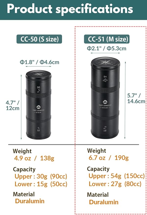 camping moon CAMPINGMOON Coffee Canister 2-Stage CNC Cutting Duralumin Black CC-51-BK