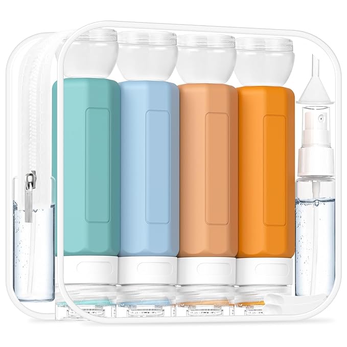 Redfly 17PCS Travel Bottles for Toiletries, TSA Approved Travel Size Containers, Leak Proof Travel Containers for Toiletries, Silicone Travel Kit for Shampoo, Conditioner, Lotion & Creams Multicolored