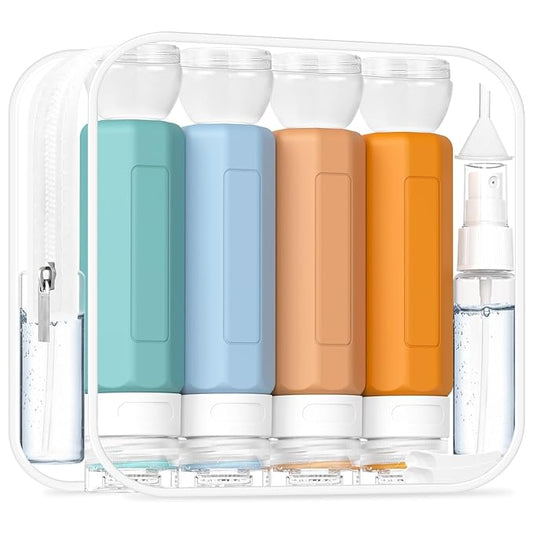 Redfly 17PCS Travel Bottles for Toiletries, TSA Approved Travel Size Containers, Leak Proof Travel Containers for Toiletries, Silicone Travel Kit for Shampoo, Conditioner, Lotion & Creams Multicolored