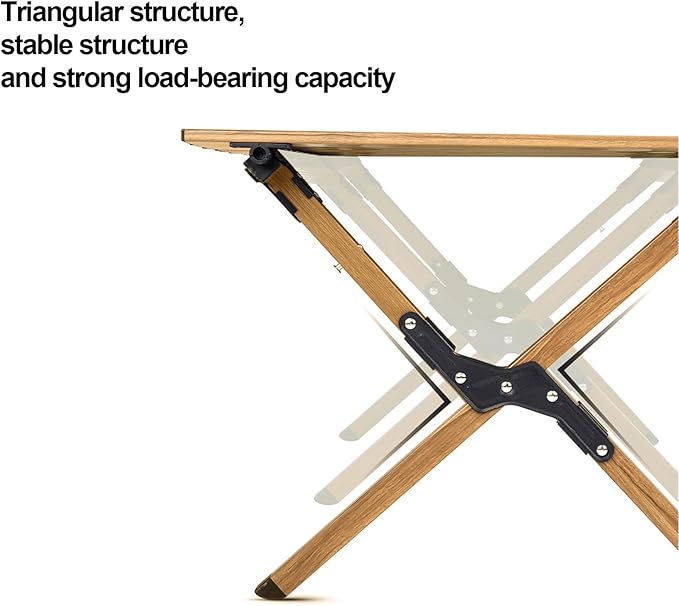 Folding Camping Table, Roll-Up Folding Table with Carry Bag, Portable Aluminum Picnic Table, Low Height Beach Table for Outdoor Use, Travel, BBQ & Hiking, Easy Assembly (Natural)