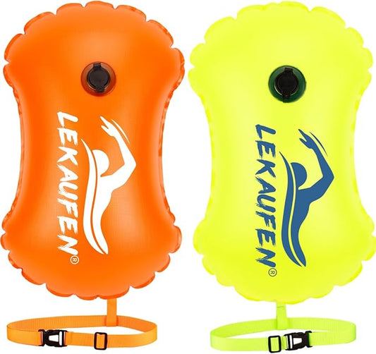 Swim Buoy for Open Water, High-Visibility Swim Safety Float Waterproof Dry Bag for Swimmers Triathletes Kayakers Snorkelers, Swimming Open Water Buoy for Safer Swim Training