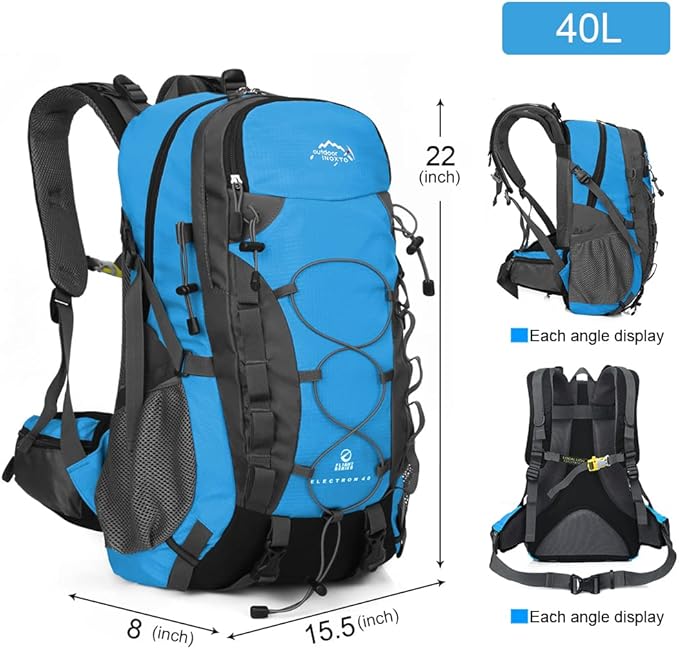 INOXTO lightweight Hiking Backpack 35L/40L Hiking Daypack with Waterproof Rain Cover for Travel Camping Outdoor Men and Women