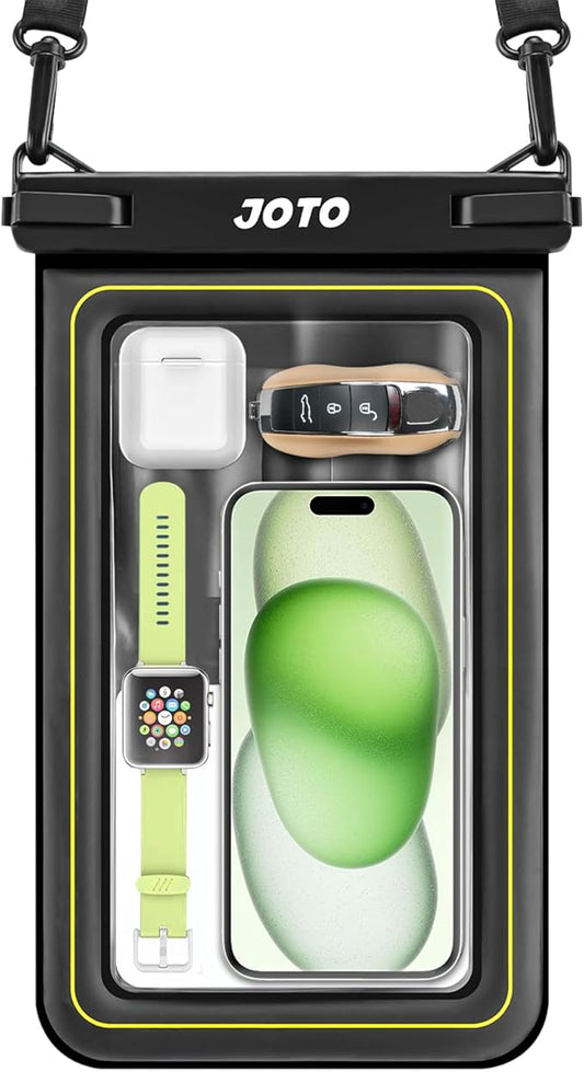 JOTO [IP68 Floatable Large Floating Waterproof Phone Pouch Up to 10", Underwater Phone Case Cellphone Dry Bag for iPhone 16 15 14 13 12 11 Pro Max Xs Max XR X 8 7 Plus SE/Galaxy S24 S23 S22 -Black