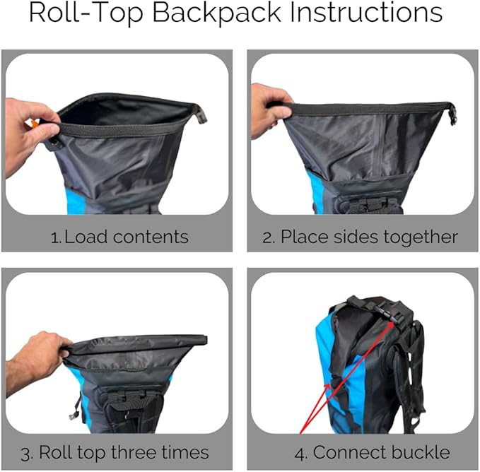 Malo'o 30L Waterproof Roll-Top Backpack - Ideal for Beach, Backpacking, Fishing, and Kayaking - Heavy-Duty Beach and Boat Accessory