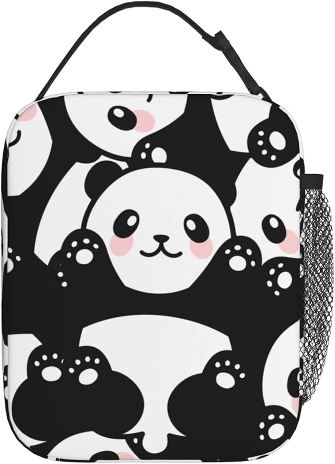 Cute Panda Print Lunch Box Reusable Insulated Lunch Bag Thermal Cooler Tote For Boys Girls Teen School Men Women Picnic Travel Hiking