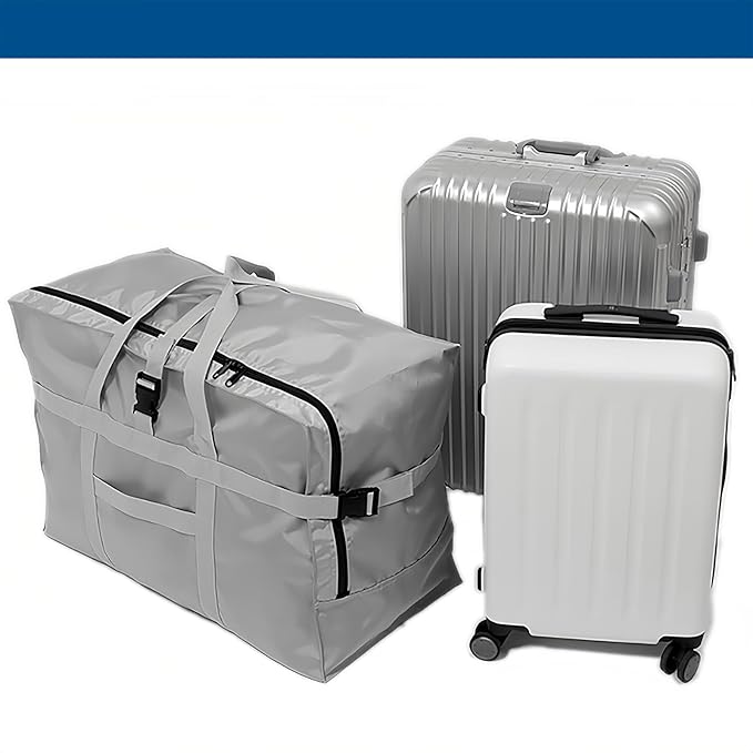 Large Duffel Bag, Waterproof Carry on Weekend Overnight Storage Bag over Luggage for Airline, Travel, Camping, Moving