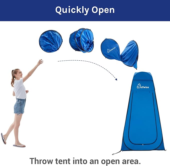 WolfWise Pop Up Privacy Shower Tent Portable Outdoor Sun Shelter Camp Toilet Changing Dressing Room