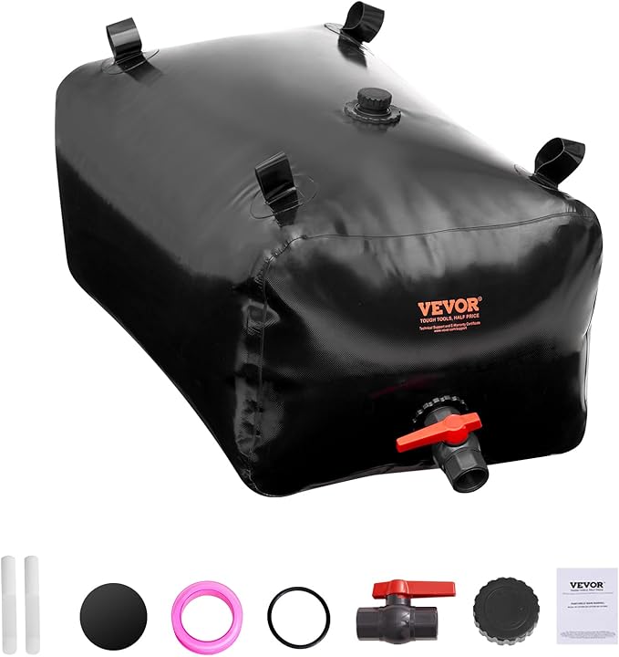 VEVOR 240L/63.4 Gallon Water Storage Bladder, Portable RV Water Tank, 1000D PVC Collapsible Water Storage Containers, Soft Water Storage Bag, Water Bladder,Camping, Emergency Water