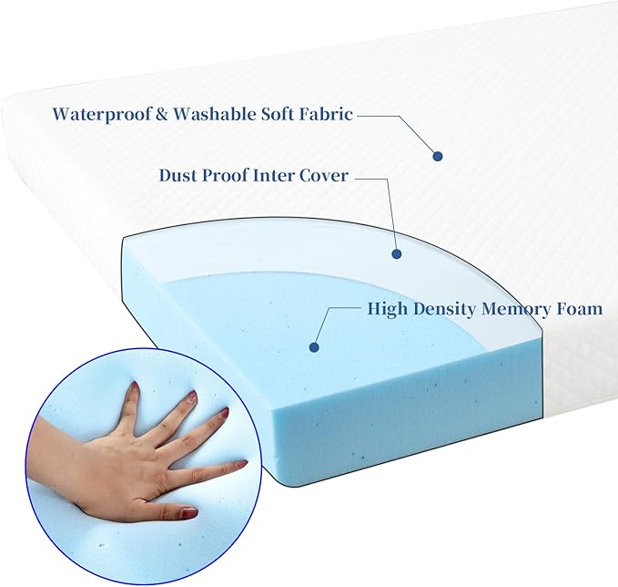 HOMBYS Memory Foam Camping Mattress Pad,Portable Sleeping Pad for Adult,Waterproof Cot Mattress,Roll Up Floor Mattress,Foldable Backpacking Travel Bed for Hiking,Guest Bed