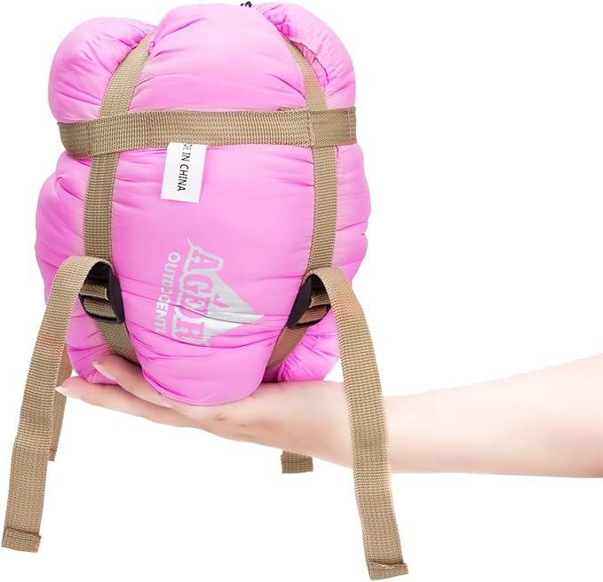 AGEMORE Ultralight Warm Weather Sleeping Bag, Portable Lightweight Waterproof Compact Sleeping Bag with Compression Sack, Fit for Kids Teens or Adults Outdoor Camping, Backpacking & Hiking