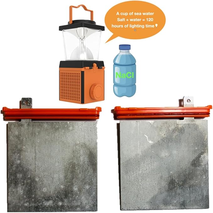 Aluminum Electrodes for Salt Water Camping Lantern, Outdoor Lanterns Camping Essentials Accessories, No Batteries Required, 120H Continuous Lighting , Survival Kit Lamp Electrode for Hurricane