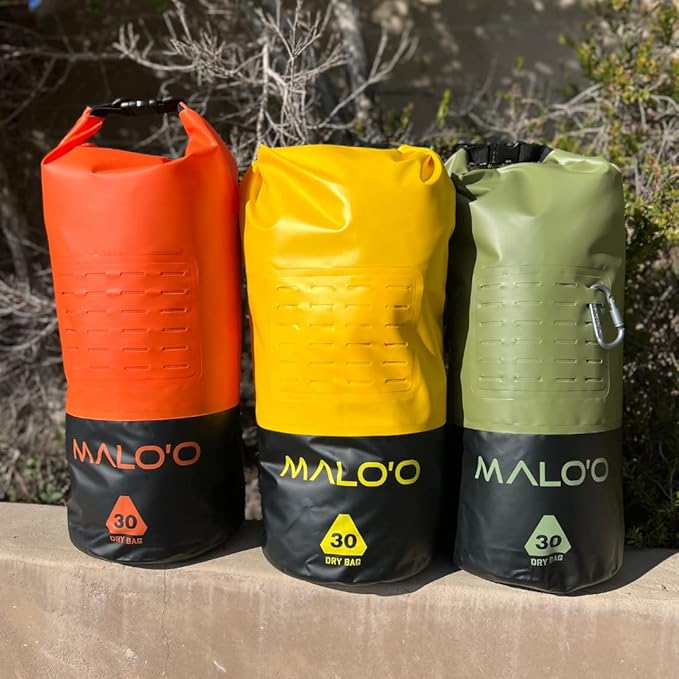 Malo’o 30L Heavy Duty 100% Waterproof Roll-Top Dry Bag Backpack – Keeps Gear Dry for Fishing, Rafting, Kayaking, Beach, Boating, Hiking, and Camping - Travel Safe - Easy To Use Dry Bag Backpack