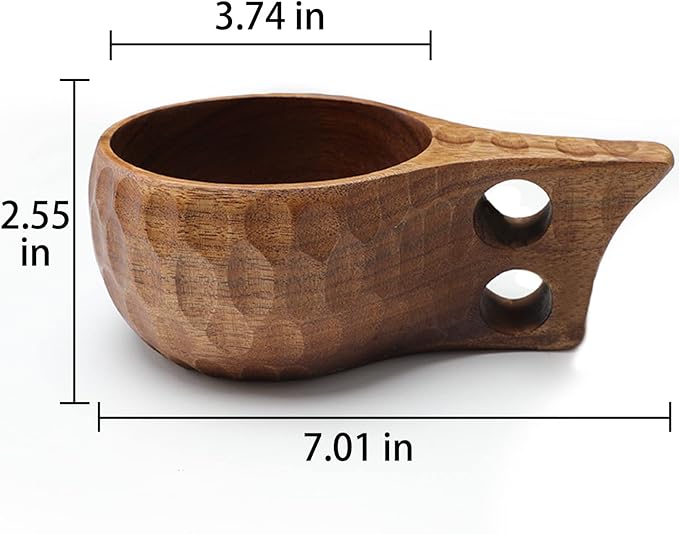 Kuksa Wooden-Mug - 12 oz Wood Coffee Cup for Camping, Hiking, traveling