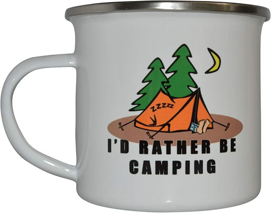 Rogue River Tactical Funny Camp Mug - Enamel Coffee Cup Gift - I'd Rather Be Camping Gear