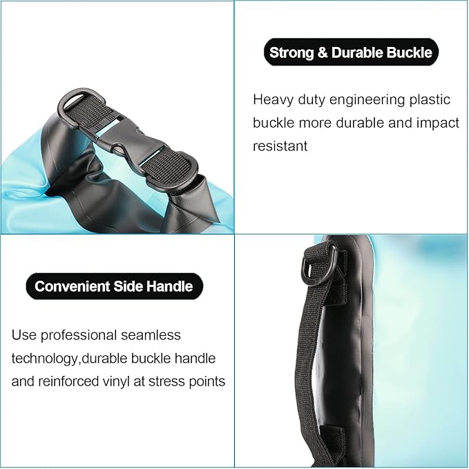 Waterproof Dry Bag,5L/10L/20L Roll Top Lightweight Dry Storage Bag Backpack with Waterproof Phone Case for Travel,Swimming,Boating,Kayaking,Fishing,Camping and Beach (Blue 1pcs, 10L)