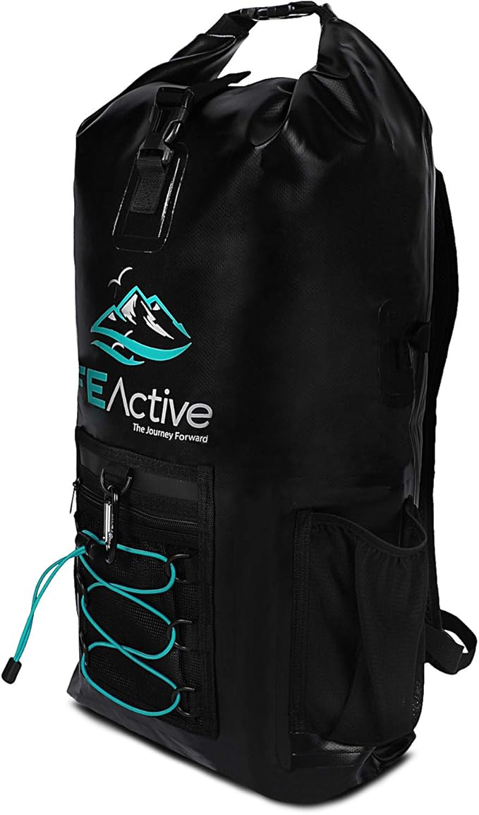FE Active 20L Waterproof Dry Bag Backpack for Hiking, Camping & Fishing Gear - For Kayaking, Boating & Travel - Made in California, USA - Waterproof Backpack