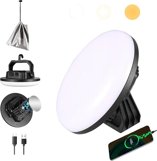 VAVOFO 4000LM 15,000mAh LED Camping Lantern Rechargeable, 3 Lighting Modes, 180LEDs ,Portable Tent Light with Magnet, IP65 Waterproof Hanging Light for Emergencies, Power Outages ,Hurricane(Blcak)