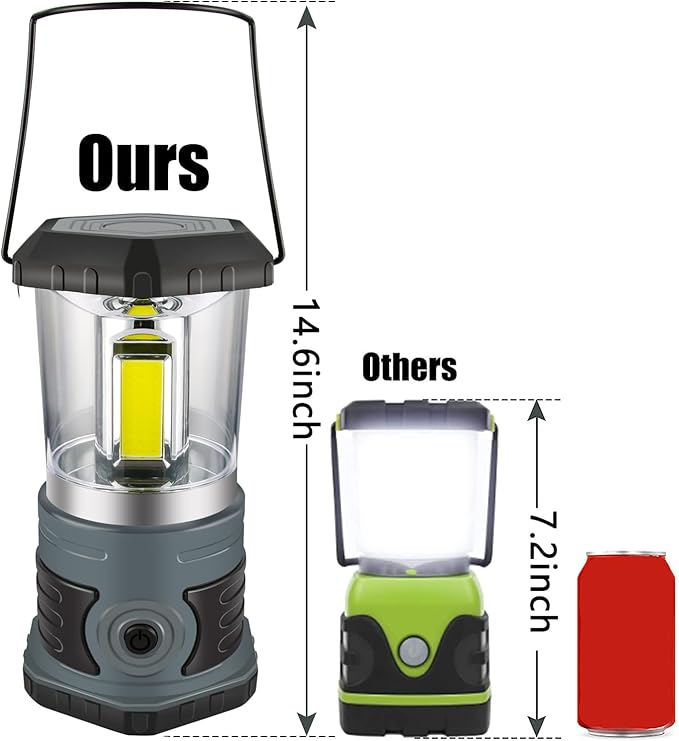 LED Camping Lantern Battery Powered 1500 Lumen COB Camping Light 4*D Batteries(Included) Perfect for Camp Hiking Emergency Kit