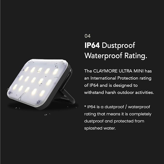 CLAYMORE Ultra Mini (Dark Gray) - Outdoor Rechargeable LED Light for Camping, Tent, Backpacking, Emergency and Industrial Use. Waterproof, Portable Lantern with USB-C, Up to 24 Hours Battery Life.