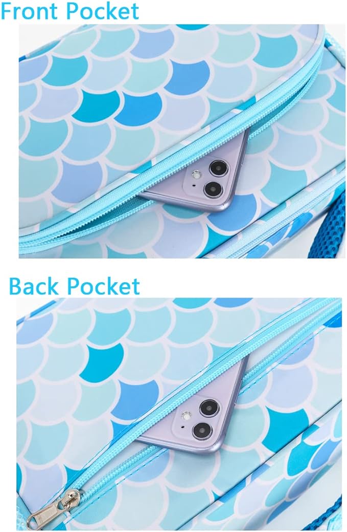 FlowFly Kids Lunch box with buckle Insulated Cooler Back to School Thermal Meal Tote Kit for Girls, Boys (Mermaid)