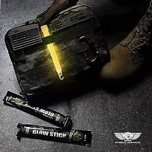EVERLIT Survival Emergency Glow Sticks- 6 Inches Light Sticks for First Aid Kit, Survival Kit, Camping, Hiking, Outdoor, Disasters, Emergencies Up to 12 Hours Duration… (12 Pack, Yellow)