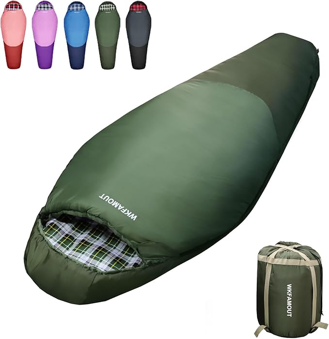 Cold Weather Mummy Sleeping Bag Flannel 0 Degree Winter Sleeping Bag Machine Washable Heavy Duty for Adults,Teenager with Compression Sack 4 Seasons for Camping Hiking Traveling