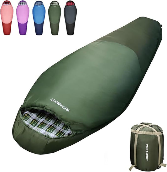 Cold Weather Mummy Sleeping Bag Flannel 0 Degree Winter Sleeping Bag Machine Washable Heavy Duty for Adults,Teenager with Compression Sack 4 Seasons for Camping Hiking Traveling