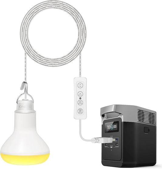 Onite USB LED Light Bulb for Portable Power Station/Solar Panels, Yellow/Amber/Warm/White Dimmable Emergency Lights for Power Outages/Camping/BBQ/Backyard
