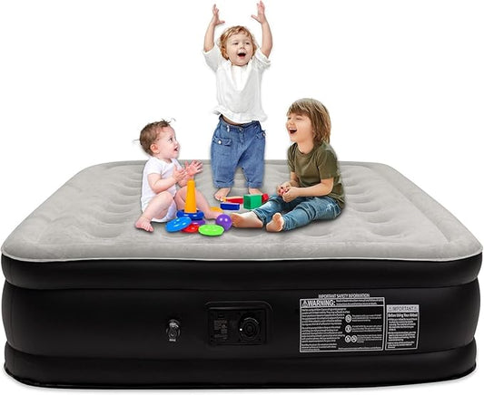 Air Mattress 16" Air Bed Queen with Built in Pump, Foldable Portable Queen Inflatable Mattress, 660 lbs Weight Capacity Blow Up Air-Mattress Suitable for Guests, Indoors and Camping