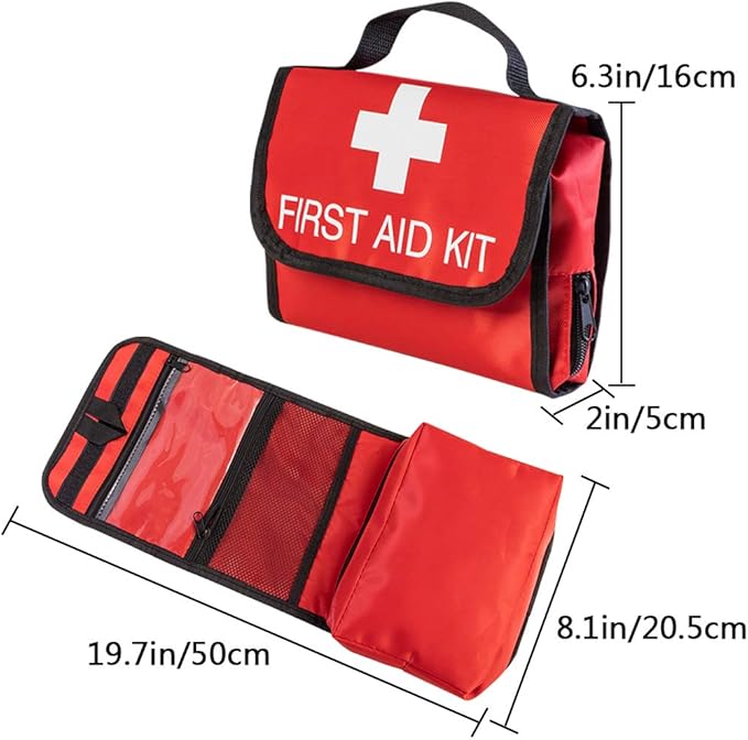 Aoutacc Nylon First Aid Empty Kit,Compact and Lightweight First Aid Bag for Emergency at Home, Office, Car, Outdoors, Boat, Camping, Hiking(Bag Only) (2 Pack Red Foldable)