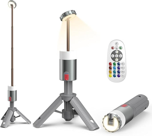 AlpsWolf Camping Light , Telescopic Camping Lantern Rechargeable with 15 Color Temperatures Waterproof Portable Lanterns for Power Outages,Camping,Hiking,Emergency Gray