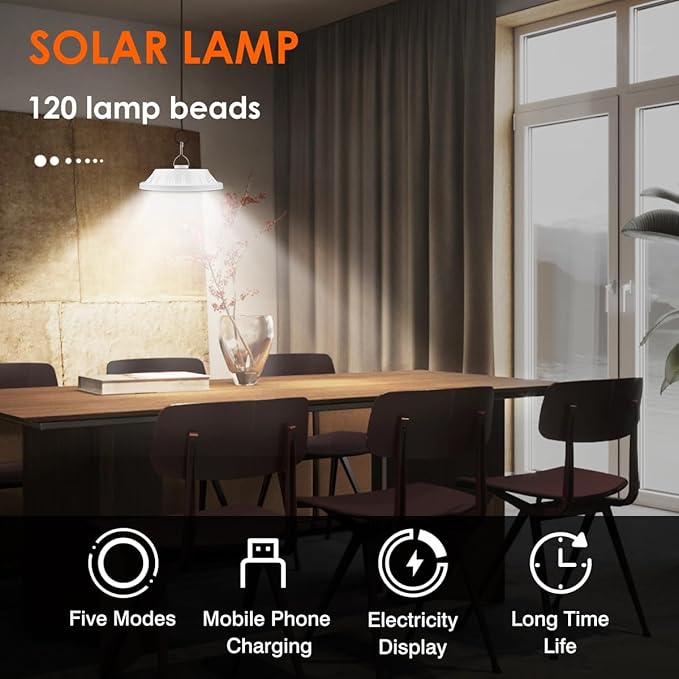 Solar Camping Lanterns Remote Tent Light - 4000LM Portable LED Camping Light Hanging IPX4 Waterproof USB Rechargeable Lantern for Camping, Hiking, Power Failure, Hurricane (120 LEDs)