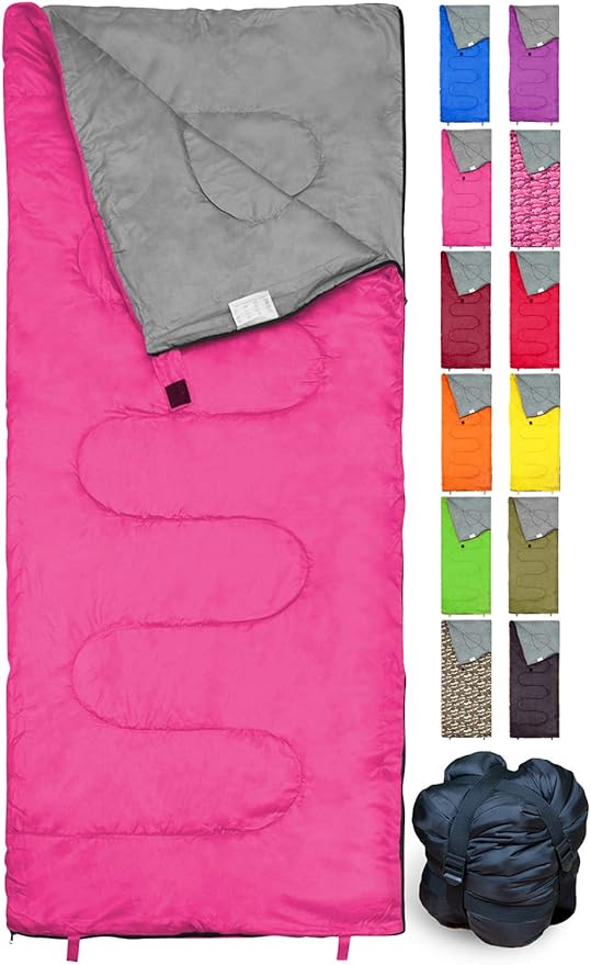 Sleeping Bag Indoor & Outdoor Use. Great for Kids, Boys, Girls, Teens & Adults. Ultralight and Compact Bags are Perfect for Hiking, Backpacking & Camping