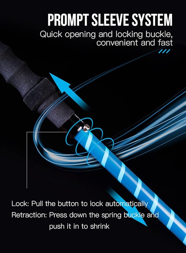 AONIJIE Trekking Poles -2 Ultralight Collapsible Carbon Fiber Hiking Poles with Anti-Shock and Quick Lock System, Folding Walking Sticks for Hiking, Camping