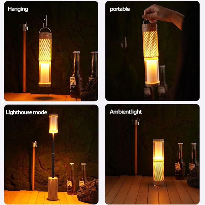 Camping Light Rechargeable Telescopic,Magnetic Camping Lantern, Waterproof Dimmable Camping Essential Flashlights, Camping Lamp for Emergency, Fishing, Hiking