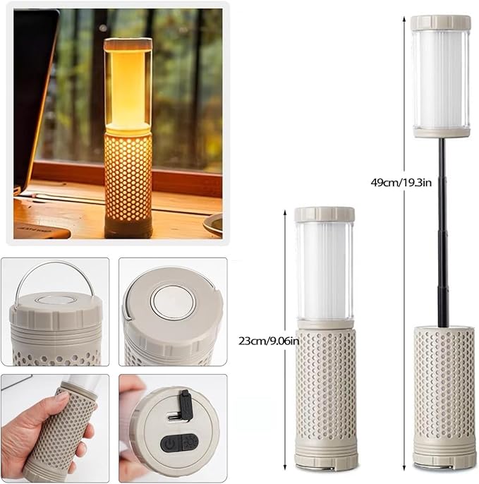 Camping Light Rechargeable Telescopic,Magnetic Camping Lantern, Waterproof Dimmable Camping Essential Flashlights, Camping Lamp for Emergency, Fishing, Hiking