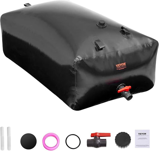 VEVOR 540L/142.7 Gallon Water Storage Bladder, RV Water Tank, 1000D PVC Collapsible Water Storage Containers, Large Capacity Soft Water Bag, Portable Water Bladder,Camping, Emergency Water Supply