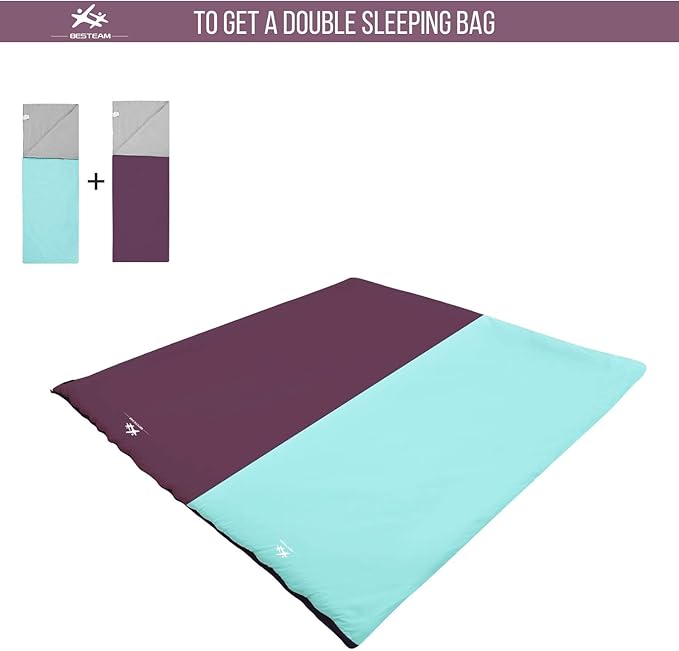 Warm Weather Sleeping Bag - Portable Waterproof Compact Lightweight, Packable for Kids, Teens Adults Camping Backpacking Hiking, Spring Summer Fall