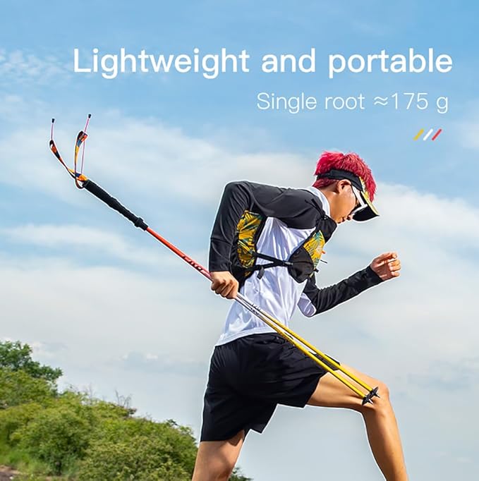 AONIJIE Trekking Poles -2 Ultralight Collapsible Carbon Fiber Hiking Poles with Anti-Shock and Quick Lock System, Folding Walking Sticks for Hiking, Camping