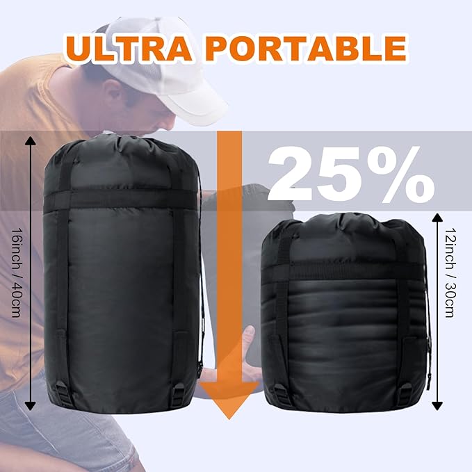 Sleeping Bags for Adults Cold Weather & Warm - Backpacking Camping Sleeping Bag for Kids 10-12, Girls, Boys - Lightweight Compact with Compact Bag for Outdoor & Indoor