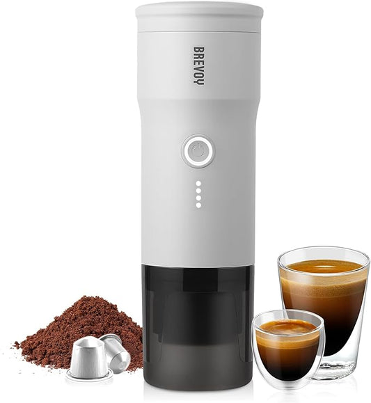 Portable Electric Espresso Machine, Ground Coffee & Capsule, Self-Heating, 20 Bar 12V Mini Car Travel Coffee Maker with 9000mAh Battery-Ideal for Camping, RV, Hiking, Office