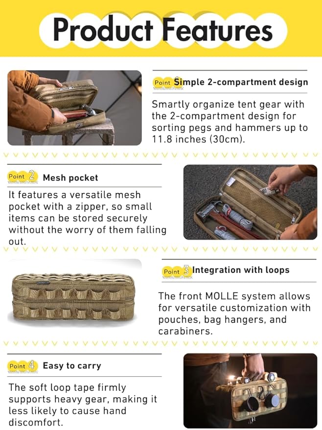 CAMPINGMOON Storage Box for Camping Outdoor Hammer Lantern Coyote BG-30