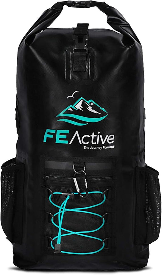 FE Active 20L Waterproof Dry Bag Backpack for Hiking, Camping & Fishing Gear - For Kayaking, Boating & Travel - Made in California, USA - Waterproof Backpack