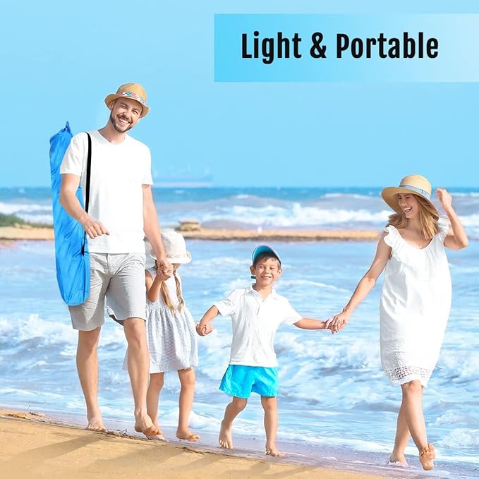 WhiteFang Deluxe Pop Up Beach Tent Sun Shade Shelter for 3-4/5-6 Person, UV Protection, Extendable Floor with 3 Ventilating Windows Plus Carrying Bag, Stakes, and Guy Lines