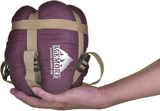 AGEMORE Ultralight Warm Weather Sleeping Bag, Portable Lightweight Waterproof Compact Sleeping Bag with Compression Sack, Fit for Kids Teens or Adults Outdoor Camping, Backpacking & Hiking