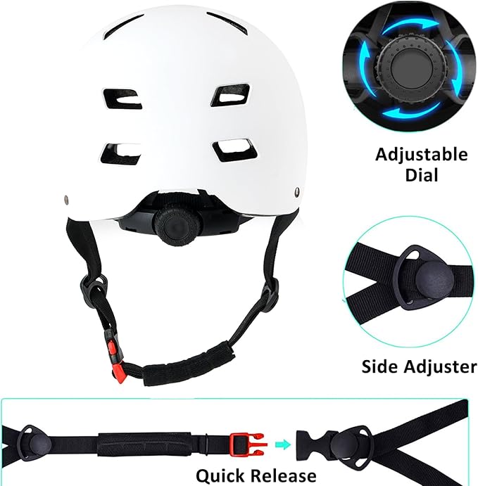 Bike Helmet 3 Sizes for Teenager Kids Youth Adults,Bavilk Skateboard Helmet Adjustable Multi-Sport Bicycle Cycling Scooter Roller Skate Inline Skating Rollerblading for Girls Boys Women Men Teen
